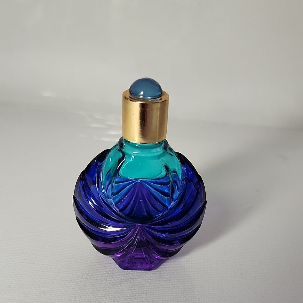 VCA   Blue and Purple Perfume Bottle with Gold Cap FRANCE